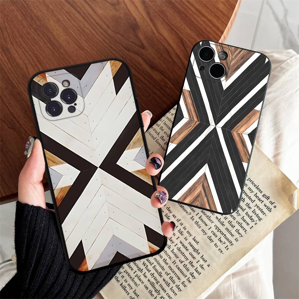 Vintage Floral Pattern Soft Case - Vintage Wood Grain Geometry Pattern Phone