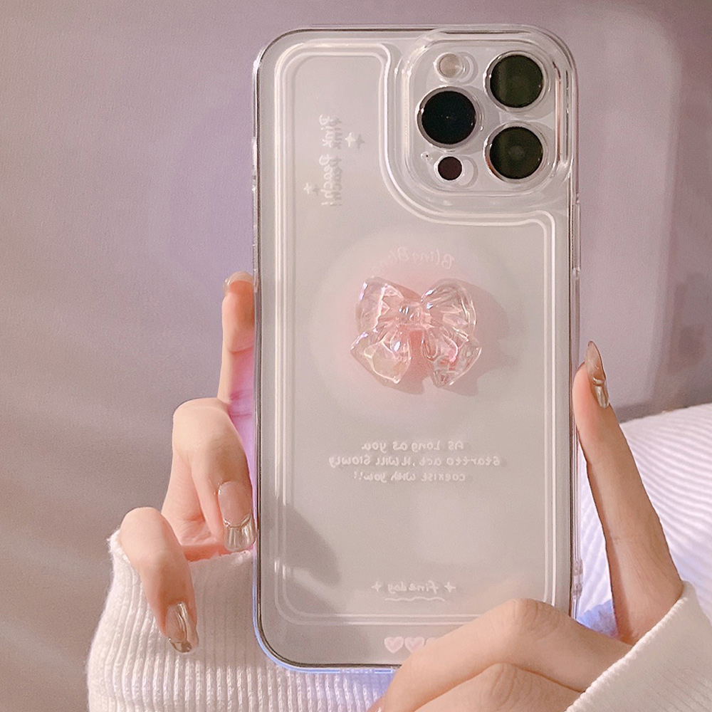 Clear Case with Pink Bow for i - Clear Shockproof Bumper Case 评论和价格