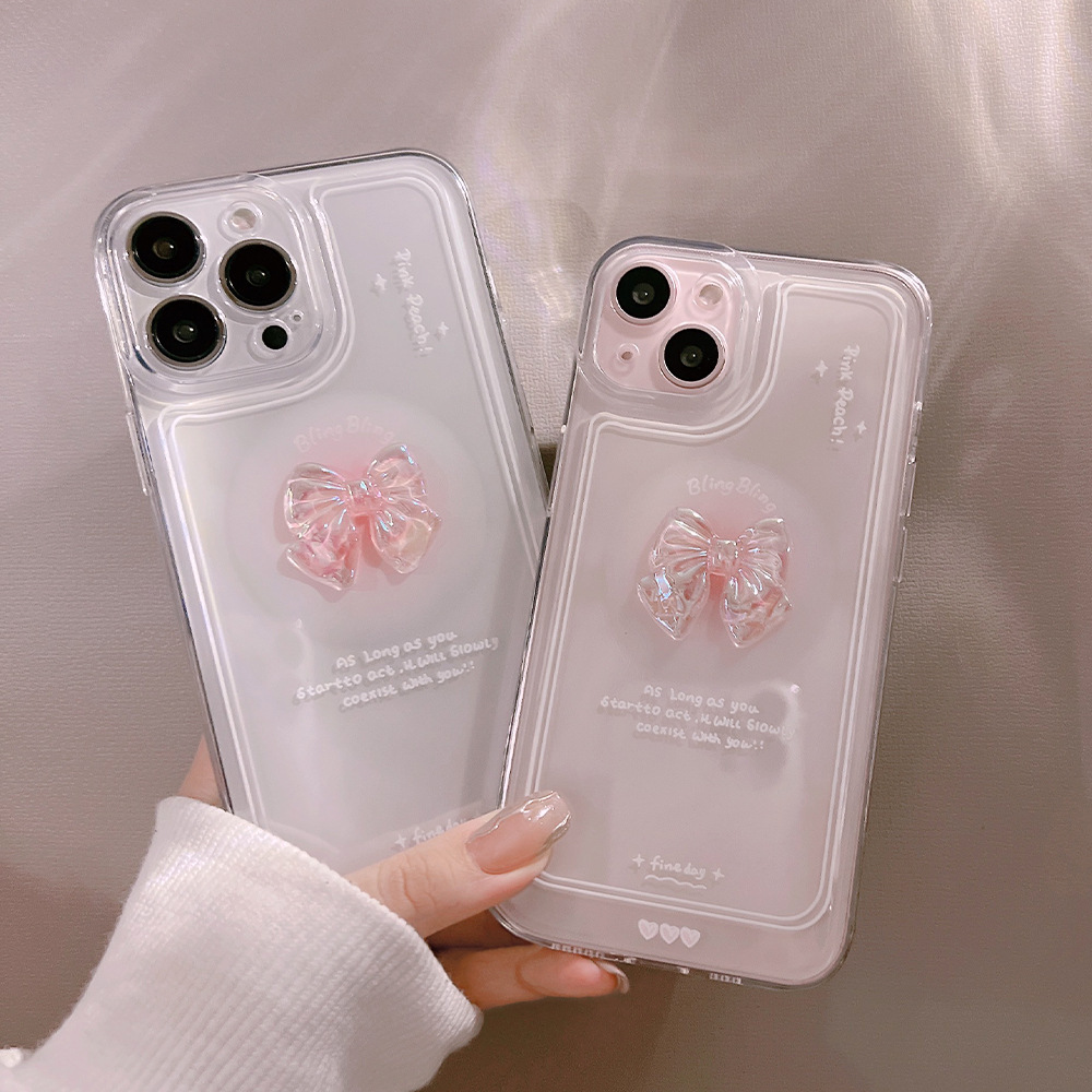 Clear Case with Pink Bow for i - Clear Shockproof Bumper Case 评论和价格
