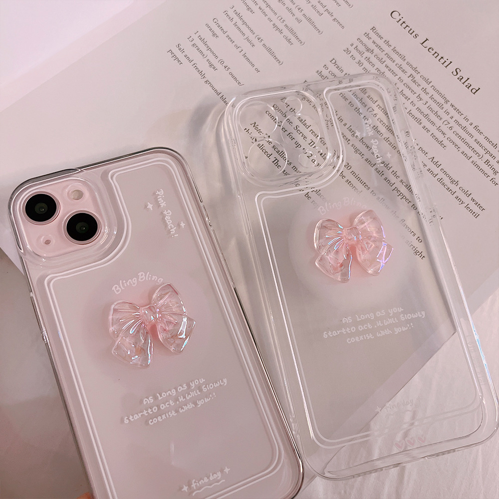 Clear Case with Pink Bow for i - Clear Shockproof Bumper Case 评论和价格
