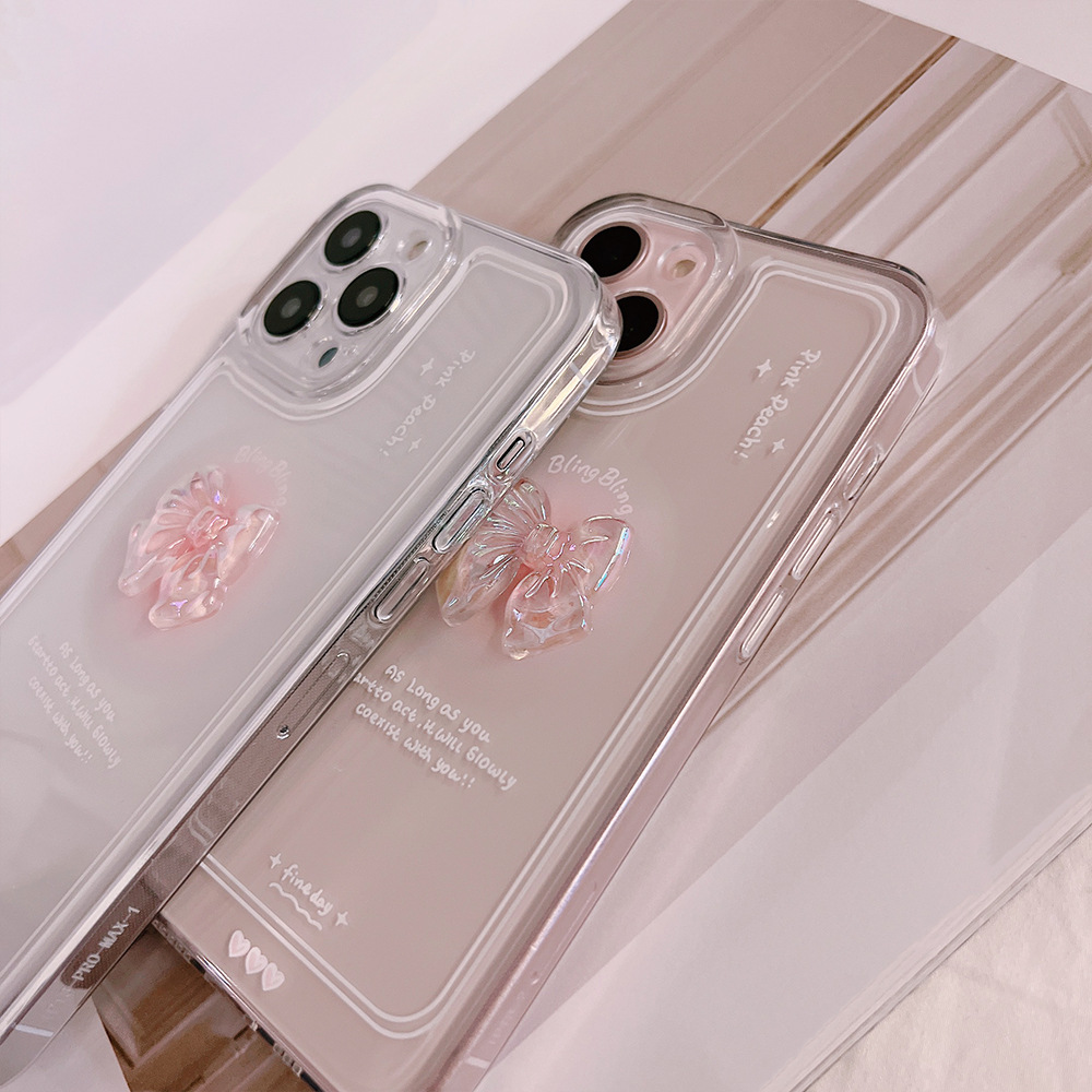 Clear Case with Pink Bow for i - Clear Shockproof Bumper Case 评论和价格