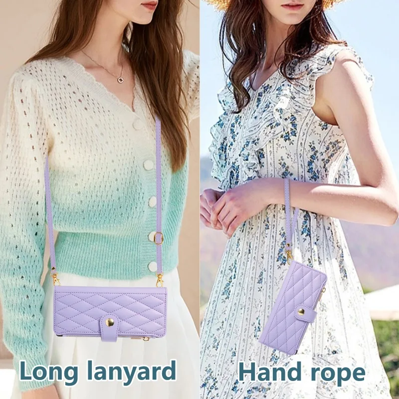 Crossbody Wrist Strap Wallet w - Leather Wallet Card Holder Phone Cover 评论和价格