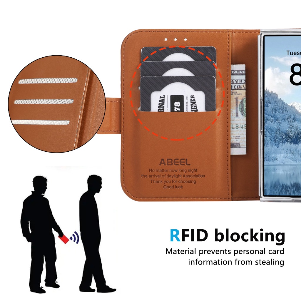 RFID Blocking Card Holder Wall - Leather Wallet Card Holder Phone Cover 评论和价格